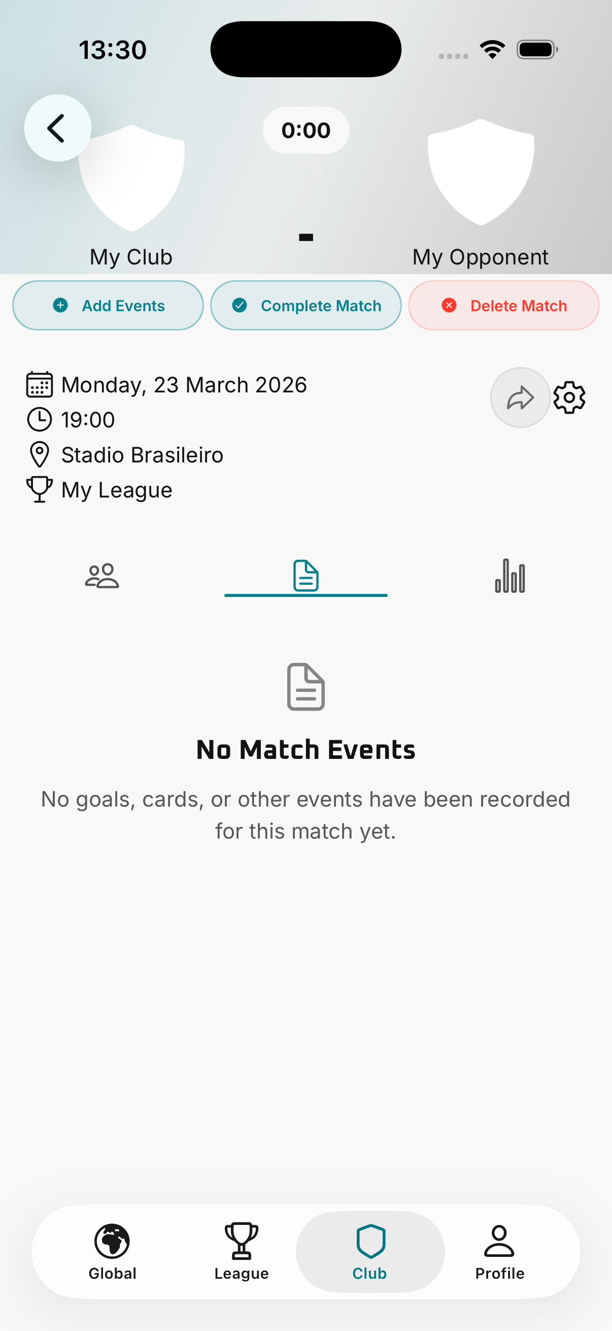 Sportiverse live match screen