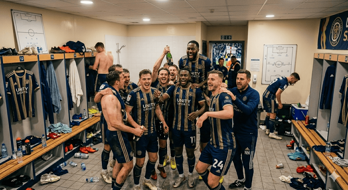 Team together in the locker room